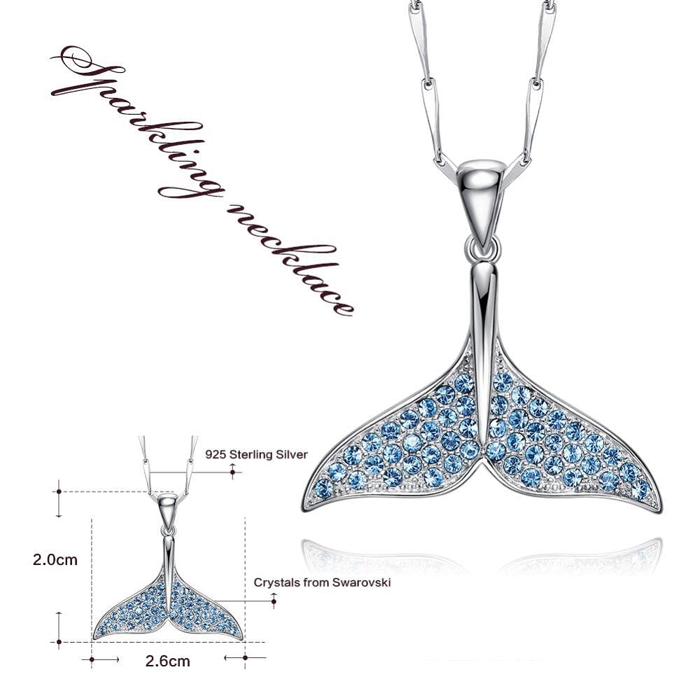 Mermaid Tail Blue Rhinestone Necklace | S925 Silver - Necklace - Swarovski Crystal - D’ Charmz