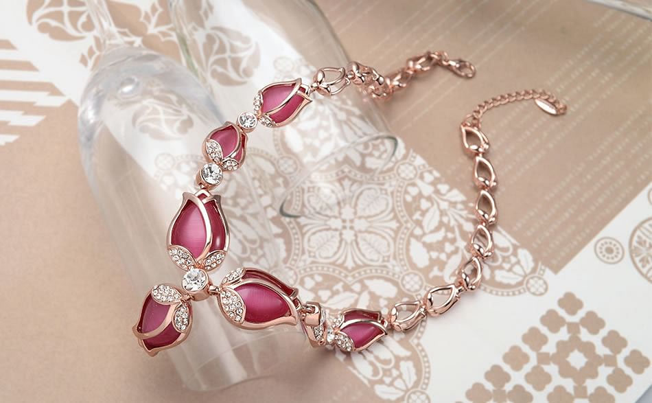 Jewelry Set Rose Gold Color Red Tulip Jewelry Set freeshipping - D' Charmz