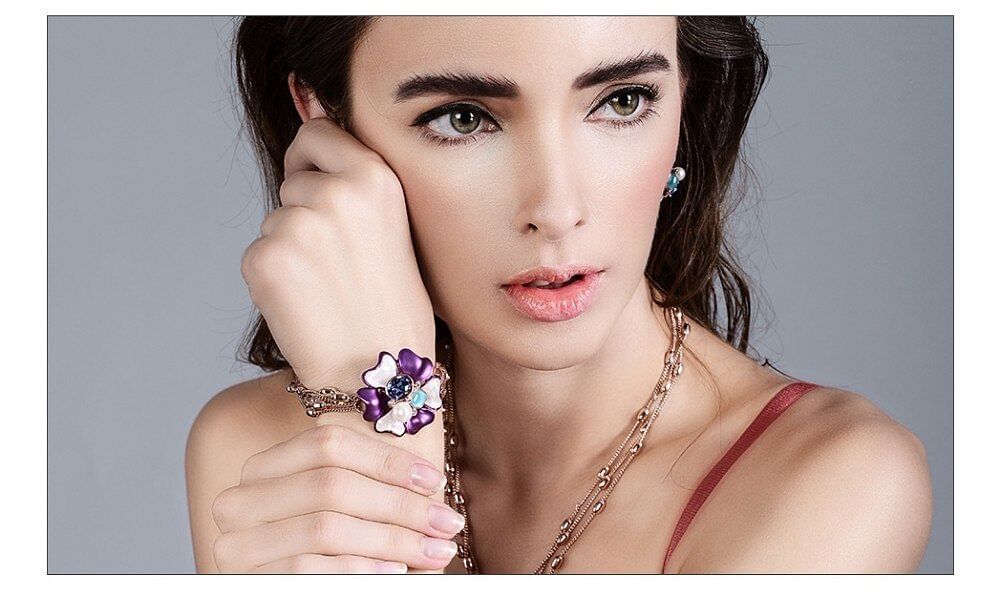 Bracelet Flower Blossom Purple Crystal Opal Bracelet | Austrian Rhinestone freeshipping - D' Charmz