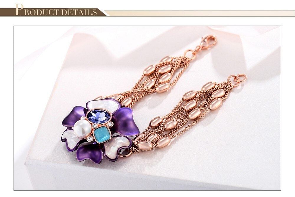 Bracelet Flower Blossom Purple Crystal Opal Bracelet | Austrian Rhinestone freeshipping - D' Charmz