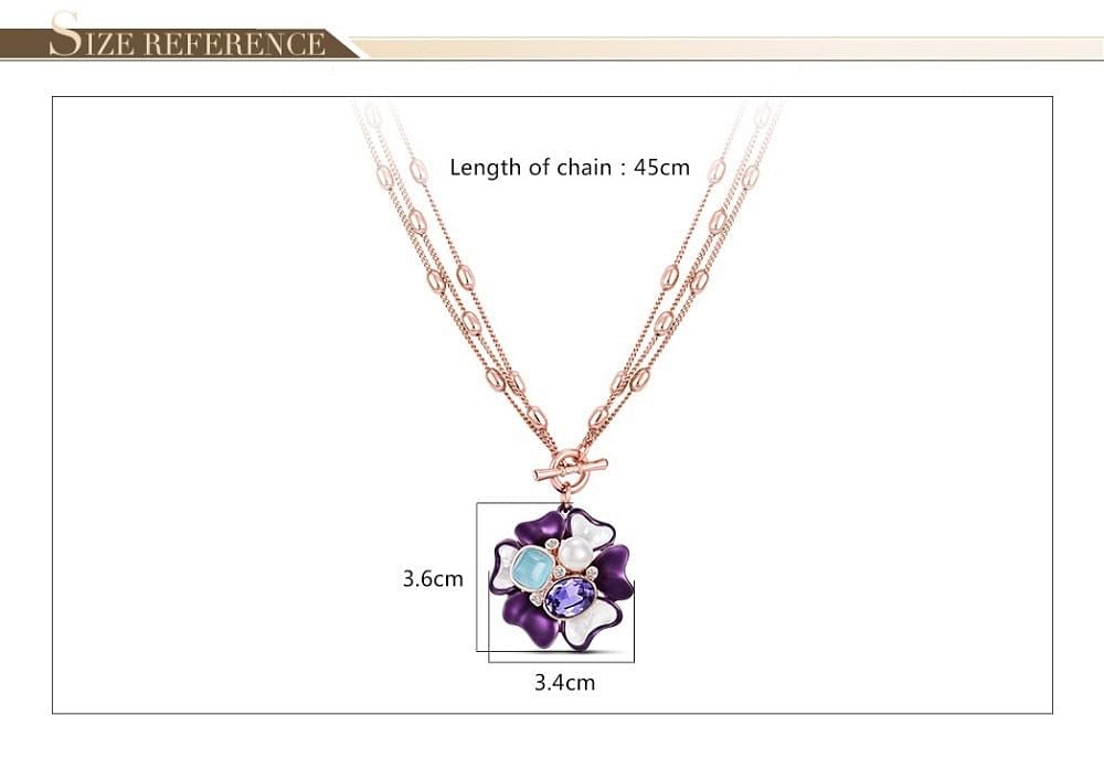 Necklace Flower Blossom Purple Crystal Opal Necklace | Austrian Rhinestone freeshipping - D' Charmz