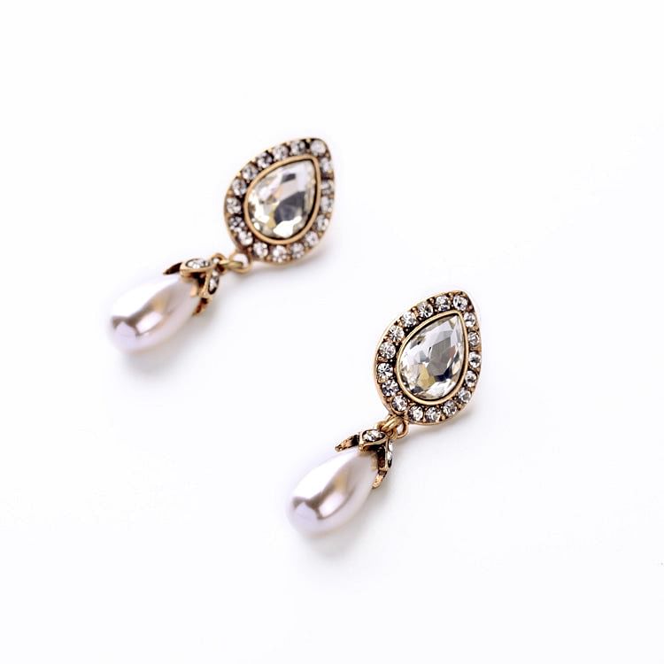 Earrings Simulated Pearl Crystal Glass Earrings freeshipping - D' Charmz