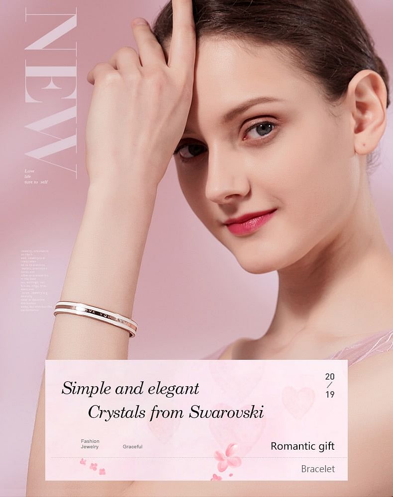 Bracelet Love You Forever Bangle | Swarovski® Crystal freeshipping - D' Charmz