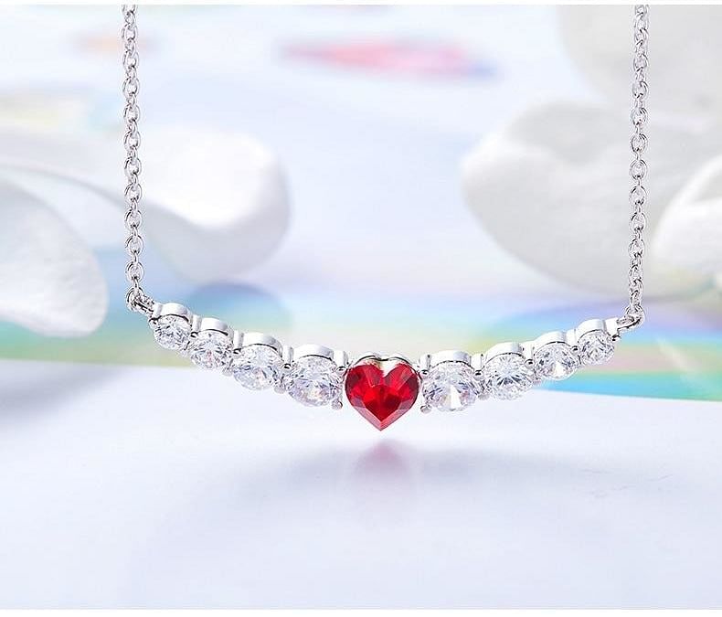  Red Heart Necklace | S925 Silver Swarovski® Crystal freeshipping - D' Charmz