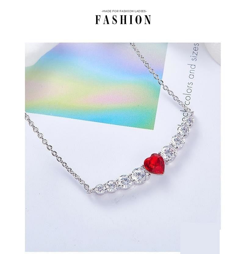  Red Heart Necklace | S925 Silver Swarovski® Crystal freeshipping - D' Charmz