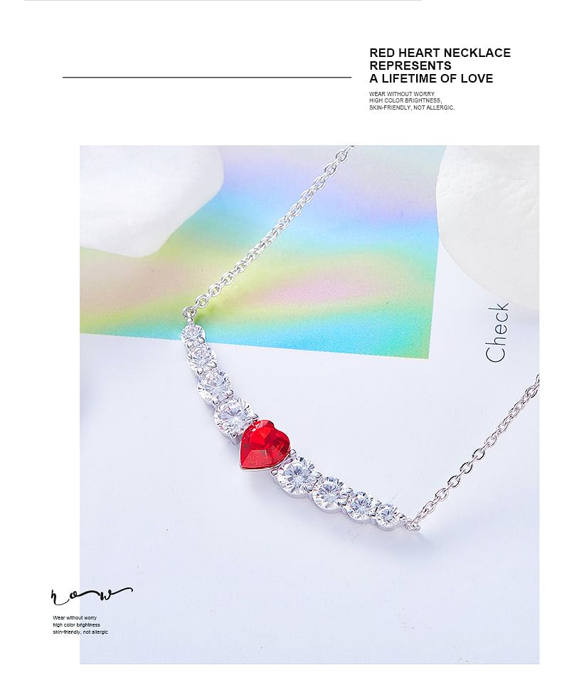  Red Heart Necklace | S925 Silver Swarovski® Crystal freeshipping - D' Charmz