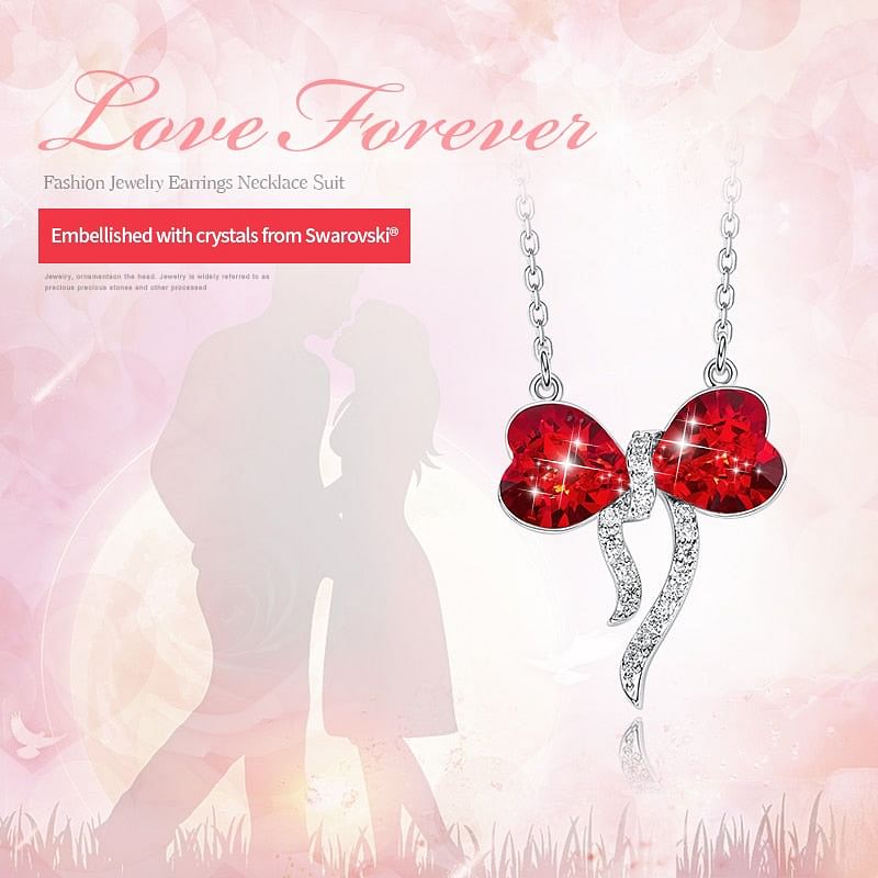 Necklace Romantic Bowknot Necklace | Swarovski® Crystal freeshipping - D' Charmz