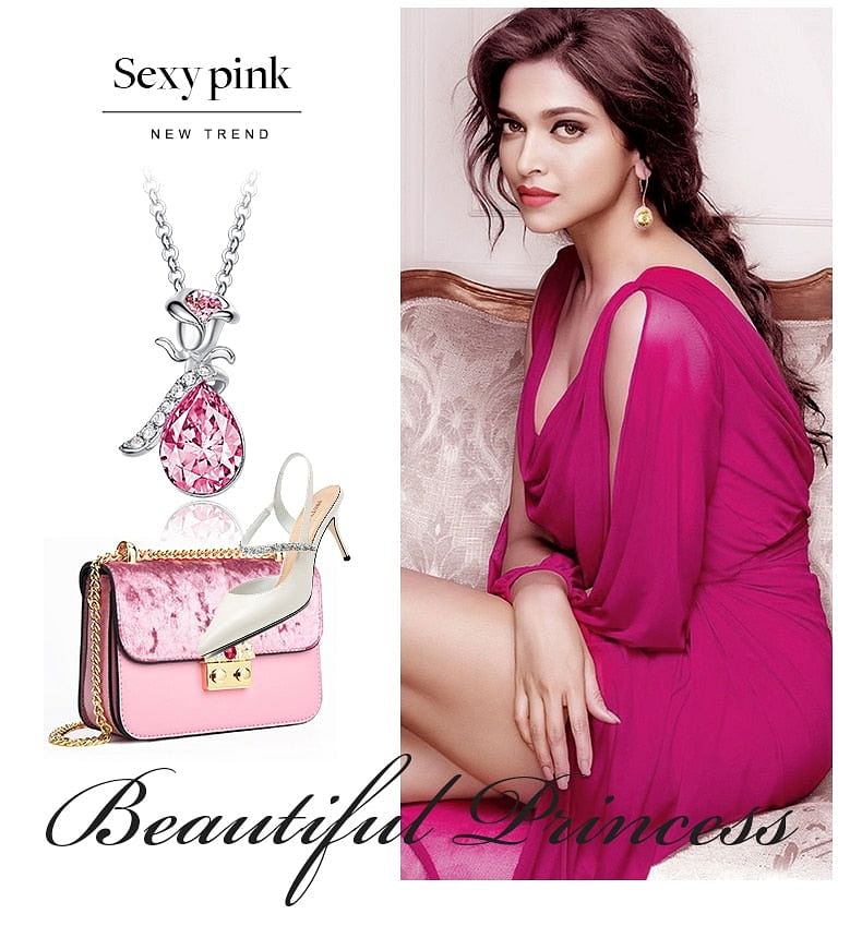 Necklace Rose Heart Necklace | Swarovski® Crystal freeshipping - D' Charmz