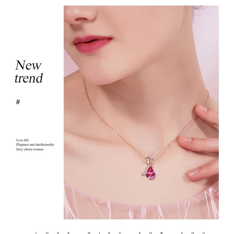 Necklace Rose Heart Necklace | Swarovski® Crystal freeshipping - D' Charmz