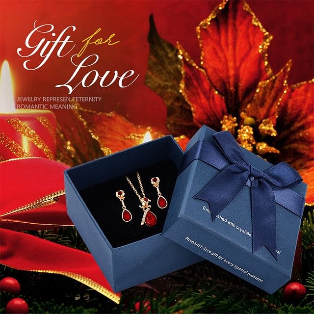 Jewelry Set Rose Heart Jewel Set | S925 Silver Swarovski® freeshipping - D' Charmz
