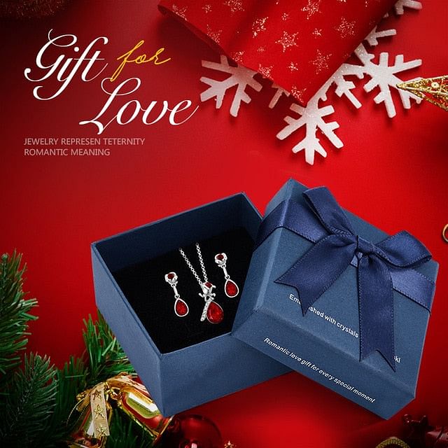 Jewelry Set Rose Heart Jewel Set | S925 Silver Swarovski® freeshipping - D' Charmz