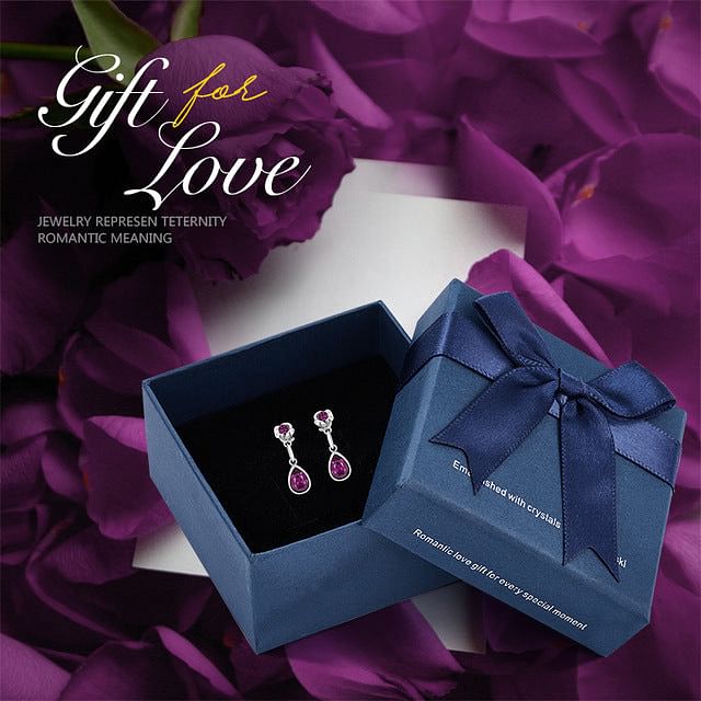 Earrings Rose Heart Earrings | Swarovski® Crystal freeshipping - D' Charmz