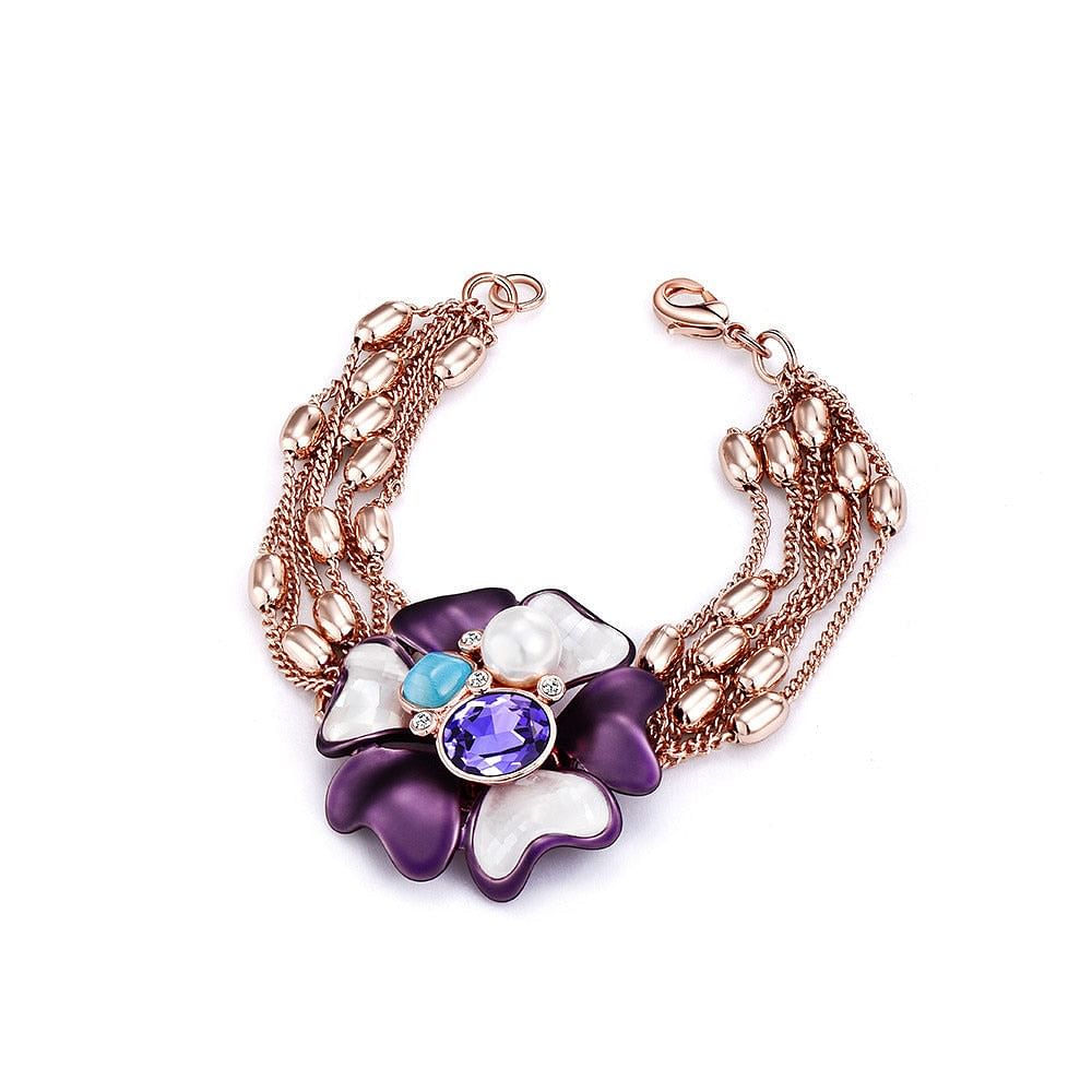 Necklace Flower Blossom Purple Crystal Opal Necklace | Austrian Rhinestone freeshipping - D' Charmz