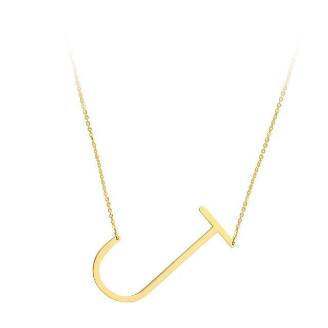 Necklace Stylish Initial Alphabet Pendant Necklace | Gold Color Stainless Steel freeshipping - D' Charmz
