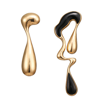 Golden Asymmetric Stylish Personality Earrings