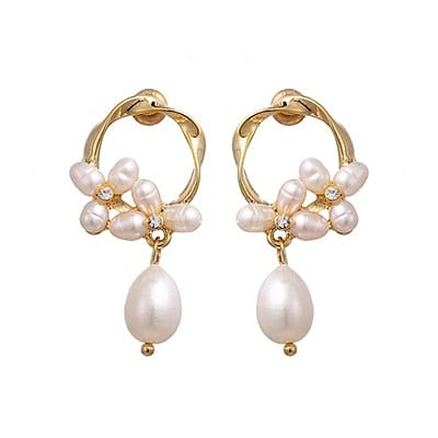 Earrings Luxury Flower Charm Freshwater Natural Pearl Drop Earrings freeshipping - D' Charmz