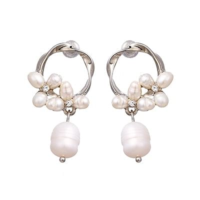 Earrings Luxury Flower Charm Freshwater Natural Pearl Drop Earrings freeshipping - D' Charmz