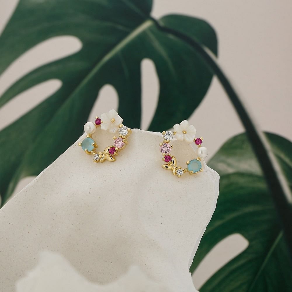 Earrings Garden Shell Flower Stud Earrings | Luxury Sweet freeshipping - D' Charmz