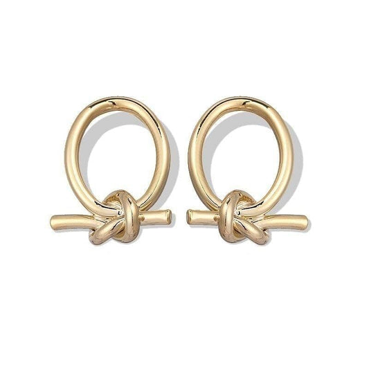 Earrings Minimalist Knot Round Stud Earrings freeshipping - D' Charmz