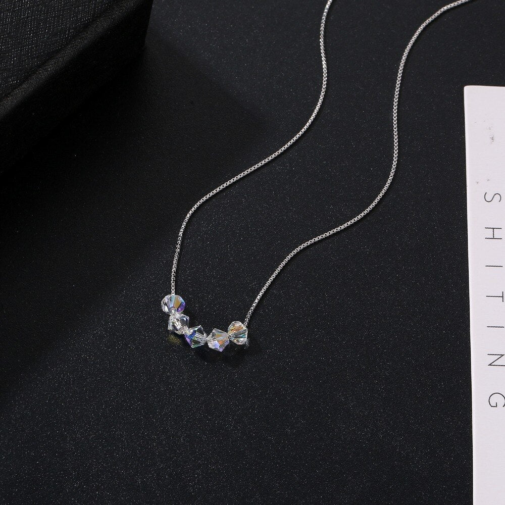 Oval Beads Crystal Necklace | S925 Silver Swarovski Crystal - Free Shipping - D' Charmz