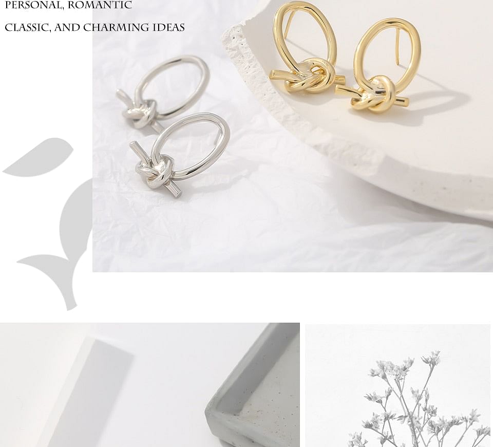 Earrings Minimalist Knot Round Stud Earrings freeshipping - D' Charmz