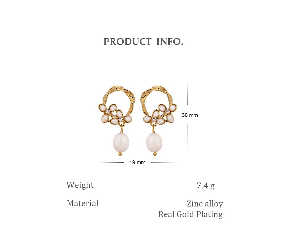 Earrings Luxury Flower Charm Freshwater Natural Pearl Drop Earrings freeshipping - D' Charmz