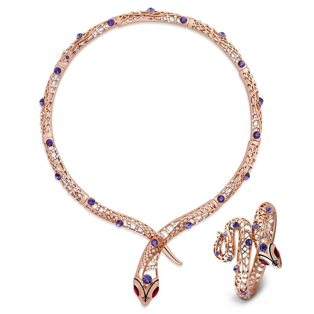 Jewelry Set Luxe Vienna Snake Rhinestones Jewelry Sets Necklace and Bangle Set freeshipping - D' Charmz