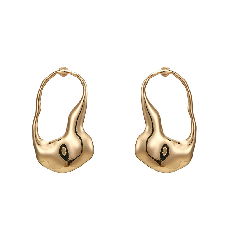 Alvocado Personality Vintage Gold Color Metal Stud Earrings