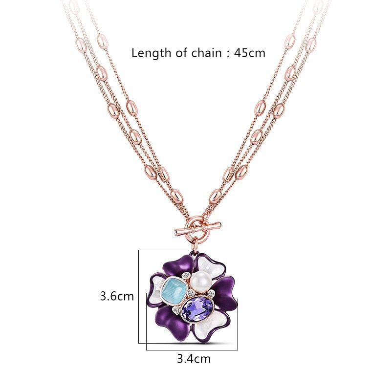 Necklace Flower Blossom Purple Crystal Opal Necklace | Austrian Rhinestone freeshipping - D' Charmz