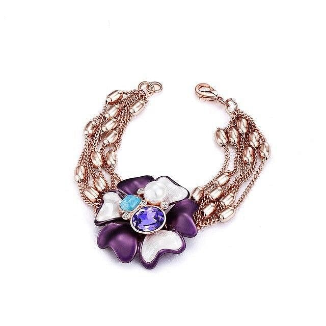 Bracelet Flower Blossom Purple Crystal Opal Bracelet | Austrian Rhinestone freeshipping - D' Charmz