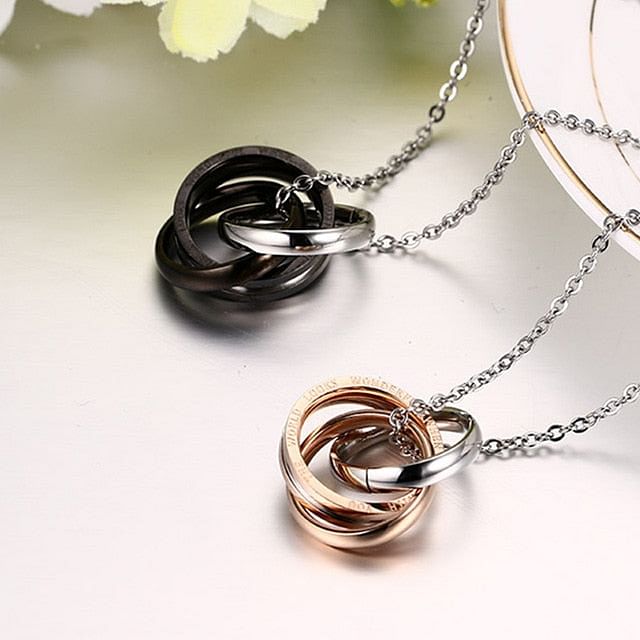 Necklace Interlocked Tri-Circle Rings Couple Necklace freeshipping - D' Charmz