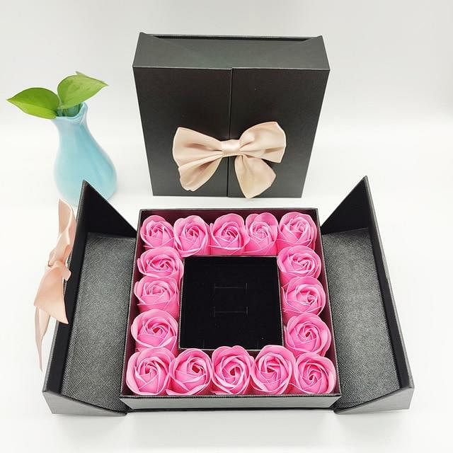 Romance Rosy Jewel Gift Box ❤ I LOVE YOU 100 Languages Necklace - Pink Rose Black Box / No Necklace - Necklace - D’ Love • Jewelry Box • 