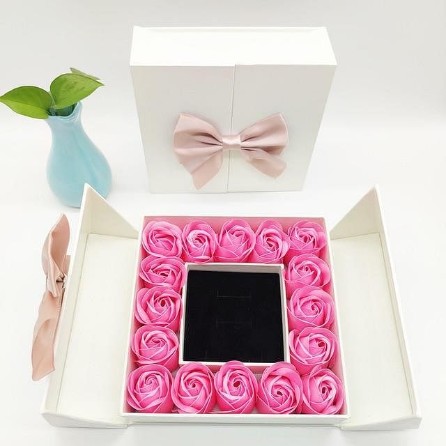 Romance Rosy Jewel Gift Box ❤ I LOVE YOU 100 Languages Necklace - Pink Rose White Box / No Necklace - Necklace - D’ Love • Jewelry Box • 
