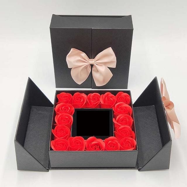 Romance Rosy Jewel Gift Box ❤ I LOVE YOU 100 Languages Necklace - Red Rose Black Box / No Necklace - Necklace - D’ Love • Jewelry Box • 