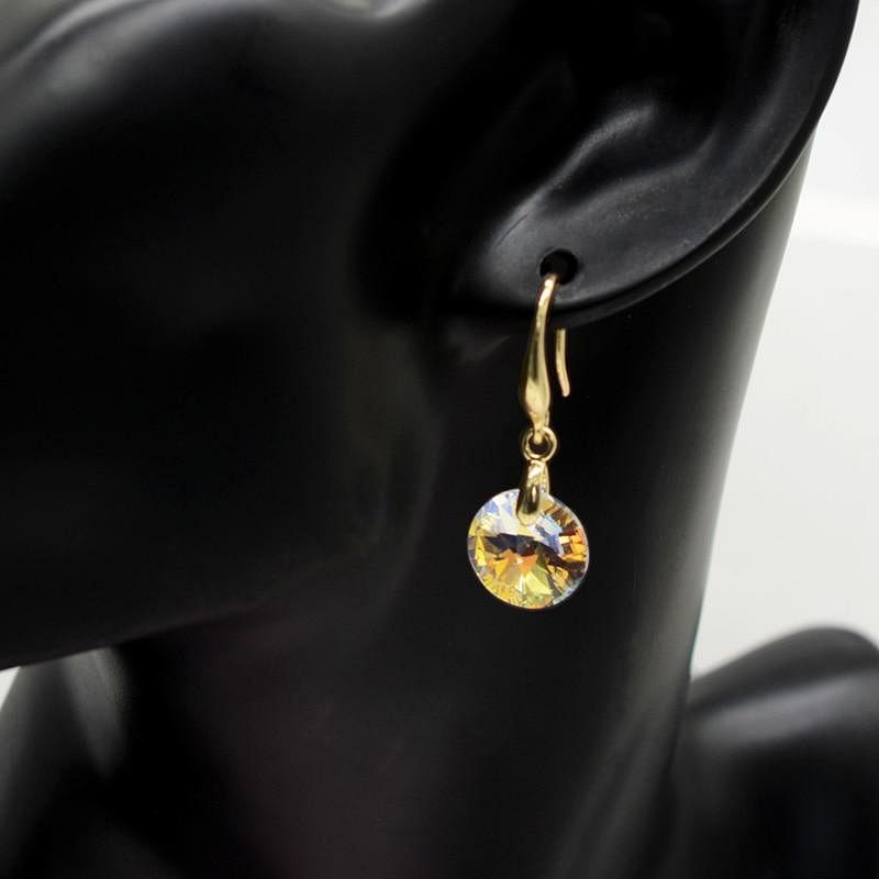 Round Crystal Drop Earrings - Earrings - Swarovski Crystal