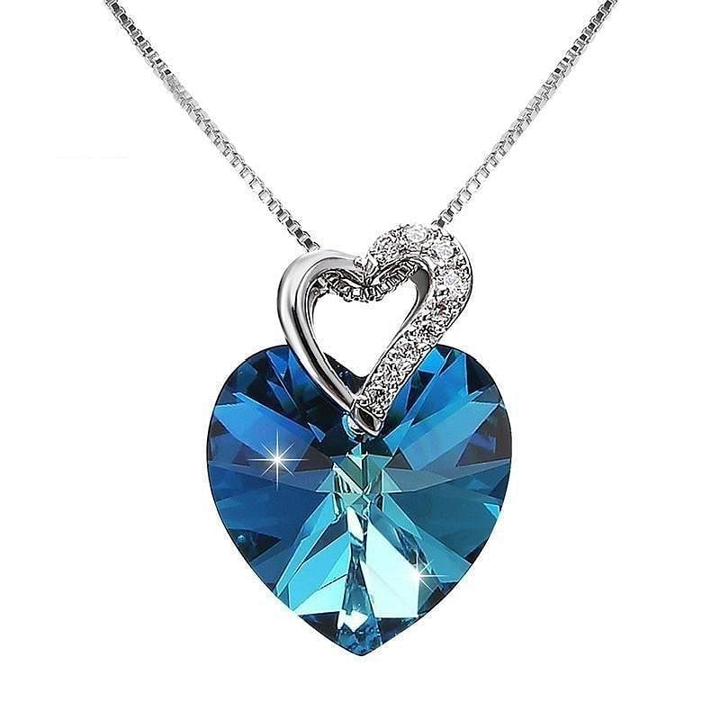 Sea Of Love Necklace - Necklace - Swarovski Crystal - Blue - Zircon - Silver - Dazzling Elegant - Heart of Ocean