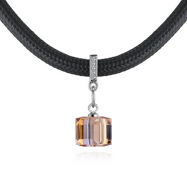 Sugar Cube Choker - Golden Shade - Silver / 32CM add 5CM - Necklace - Choker Swarovski Crystal