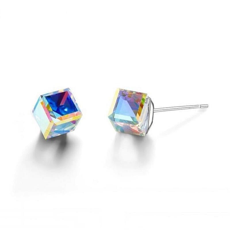 Sugar Cube Earrings - Aurore Boreale - Earrings - Swarovski Crystal