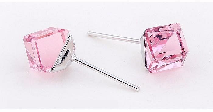 Sugar Cube Earrings - Light Rose - Earrings - Swarovski Crystal