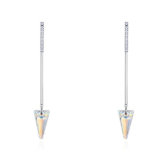 Triangle Long Drop Earrings - Aurore Boreale - Earrings - Swarovski Crystal