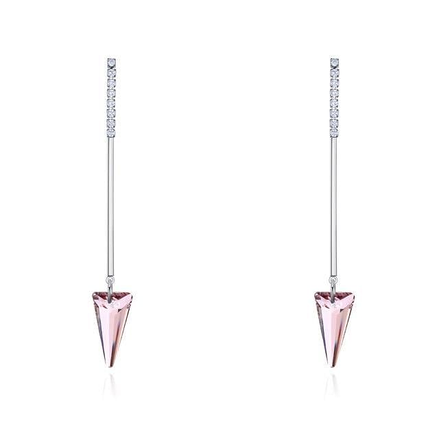 Triangle Long Drop Earrings - Light Amethyst - Earrings - Swarovski Crystal