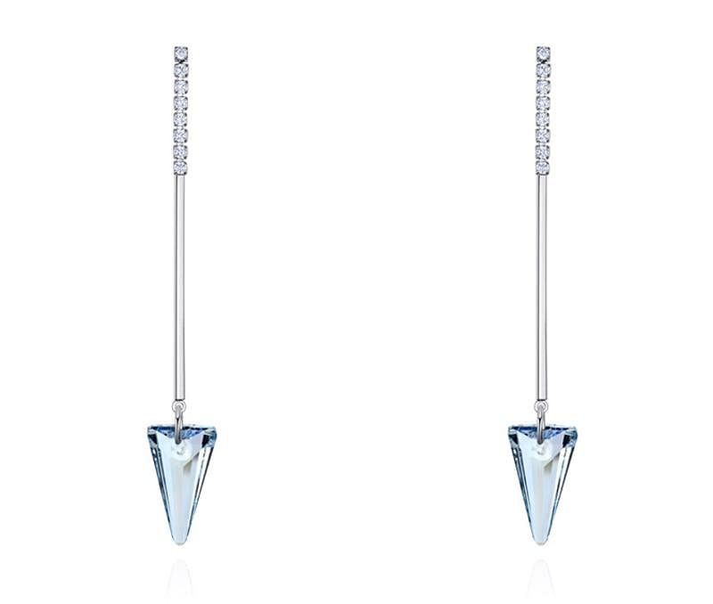 Triangle Long Drop Earrings - Earrings - Swarovski Crystal