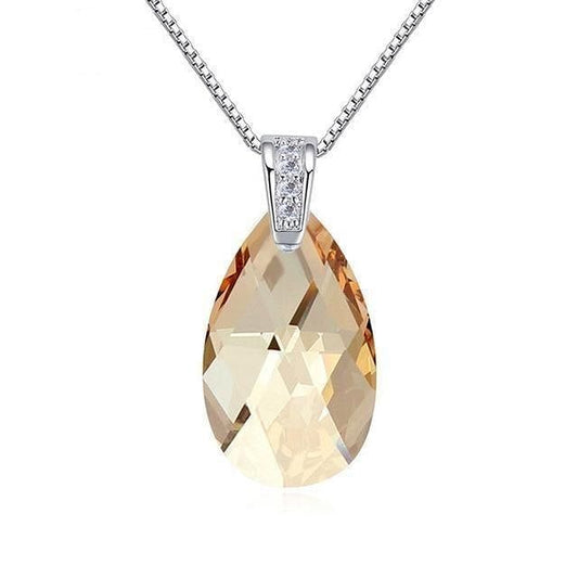 Water Drop Necklace - Golden Shade - Necklace - Swarovski Crystal