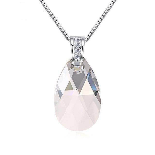 Water Drop Necklace - Silver Shade - Necklace - Swarovski Crystal